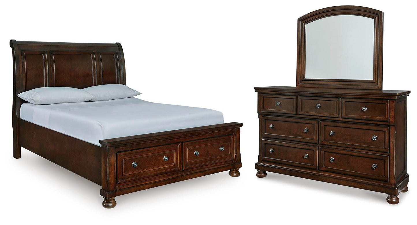 Porter Queen Sleigh Storage Bed, Dresser and Mirror