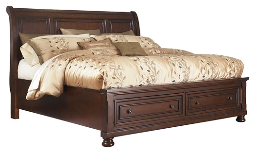 Porter King Sleigh Bed with Mirrored Dresser and 2 Nightstands