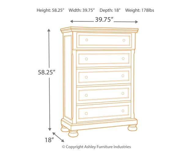 Flynnter King Panel Bed, 2 Dressers, Mirror, Chest and 2 Nightstands