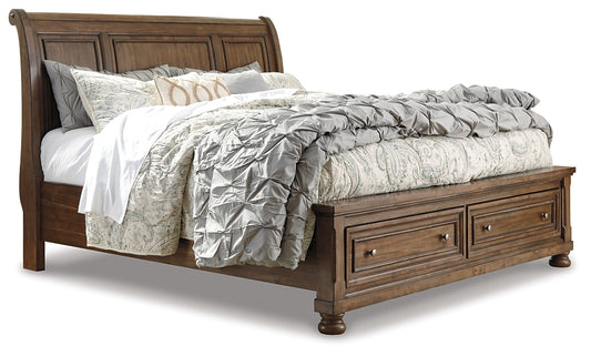 Flynnter California King Sleigh Bed with 2 Storage Drawers