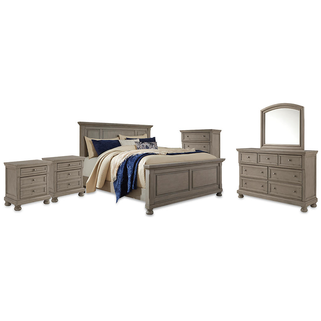 Lettner King Panel Bed, Dresser, Mirror, Chest and 2 Nightstands Signature Design by Ashley® Uncategorized