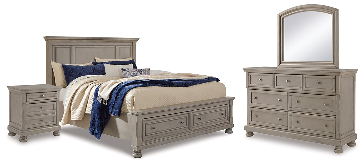 Lettner Queen Panel Storage Bed, Dresser, Mirror and Nightstand