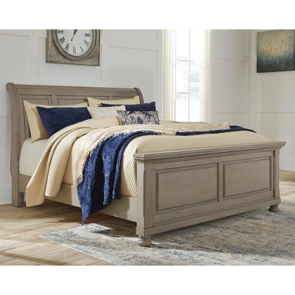 Lettner California King Sleigh Bed — Light Gray Signature Design by Ashley® Bedroom