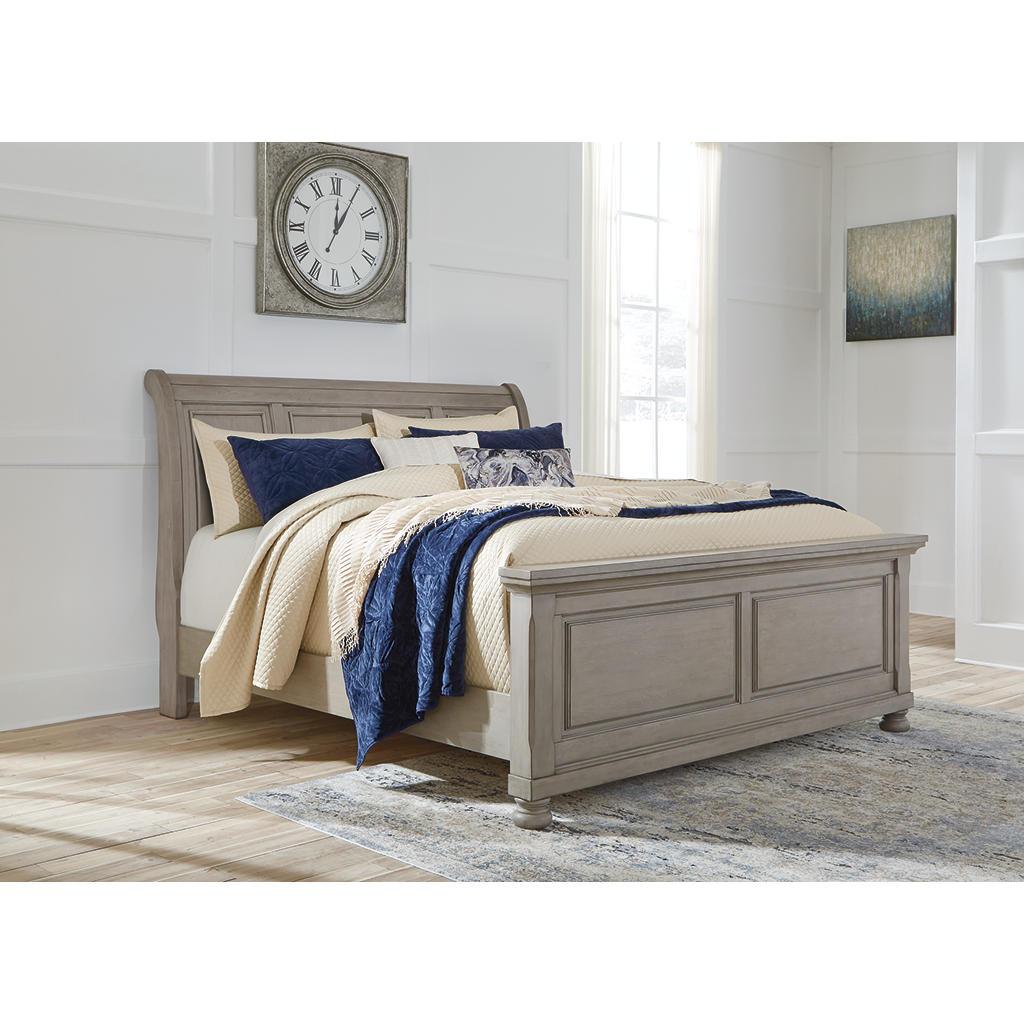 Lettner California King Sleigh Bed — Light Gray Signature Design by Ashley® Bedroom