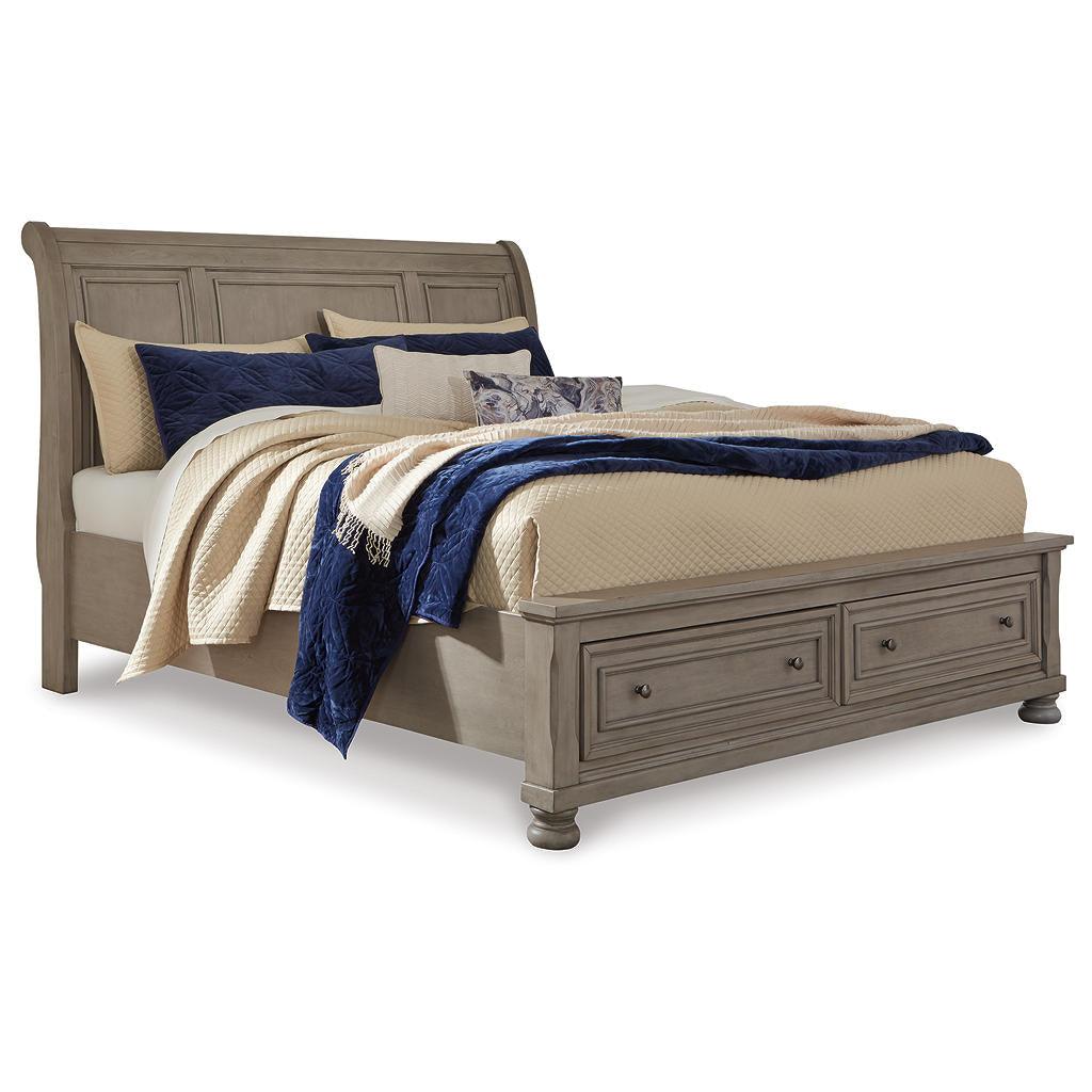 Lettner California King Sleigh Storage Bed — Light Gray Signature Design by Ashley® Bedroom