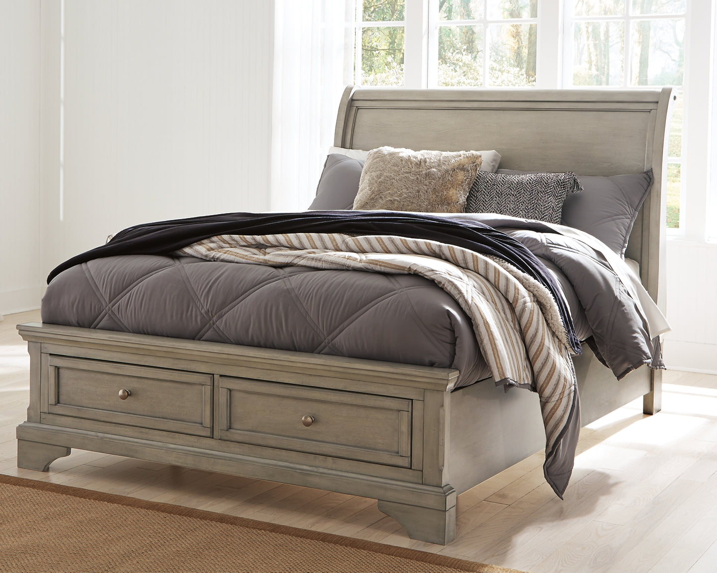 Lettner Full Sleigh Bed with 2 Storage Drawers