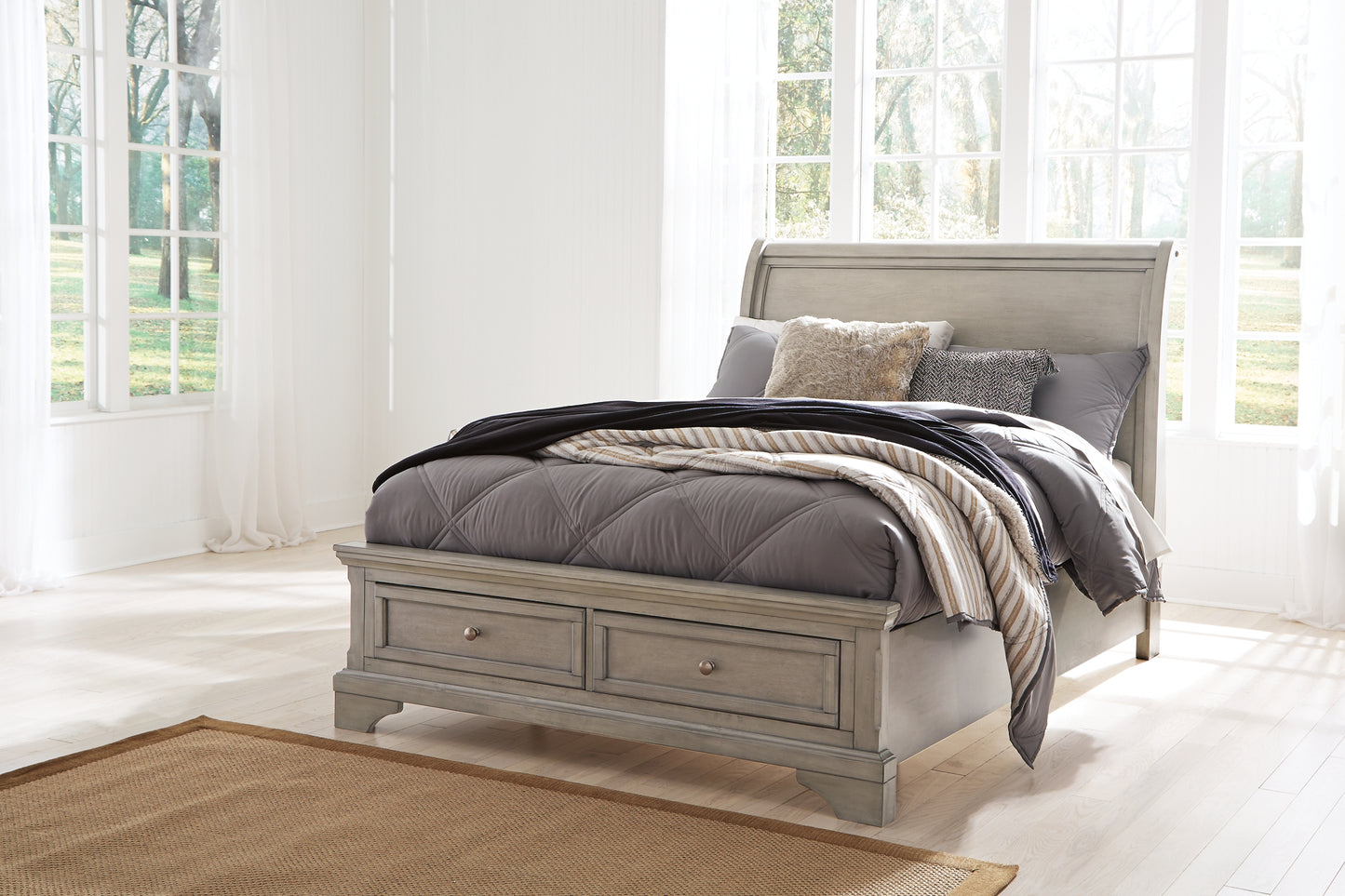 Lettner Full Sleigh Bed with 2 Storage Drawers