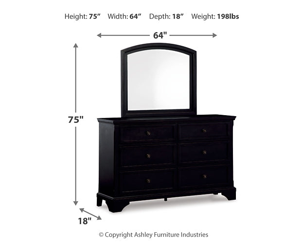 Chylanta Queen Sleigh Bed, Dresser and Mirror