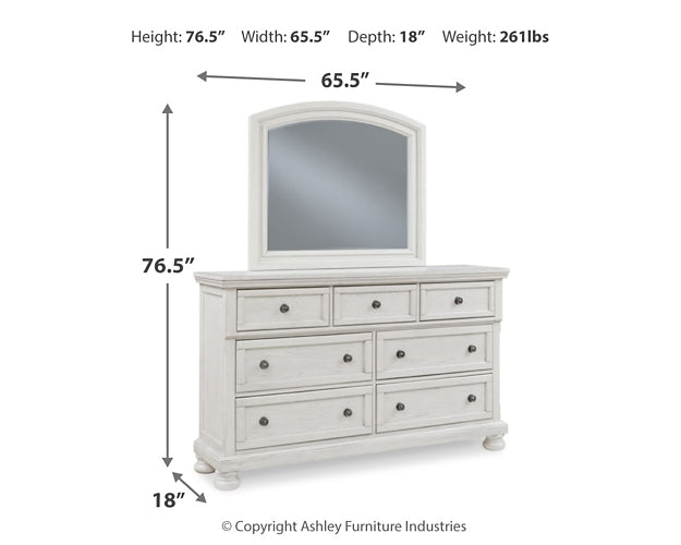 Robbinsdale King Sleigh Bed, Dresser and Mirror