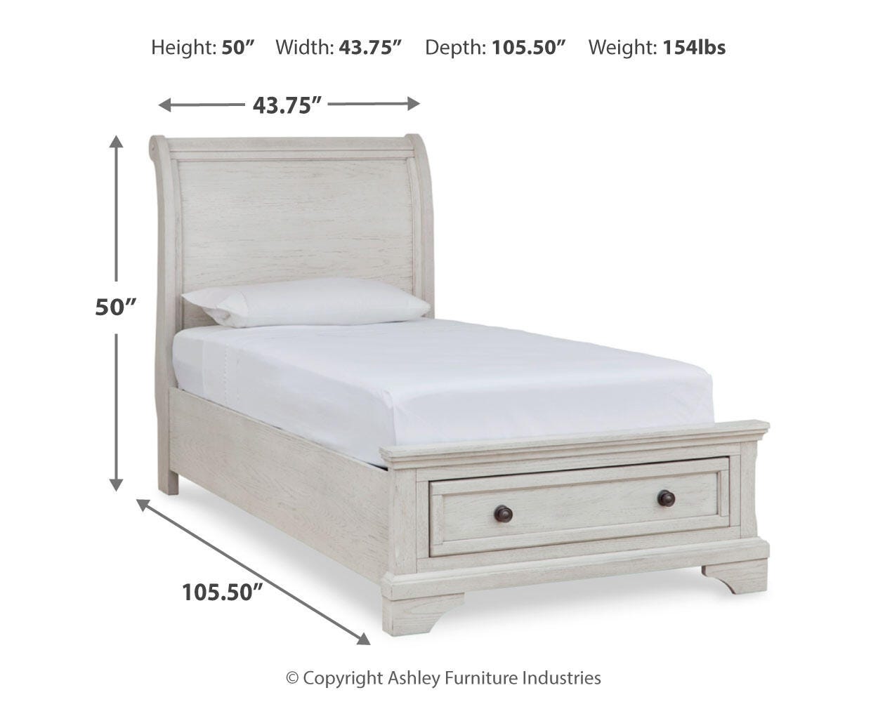 Robbinsdale Twin Sleigh Storage Bed, Dresser and Mirror