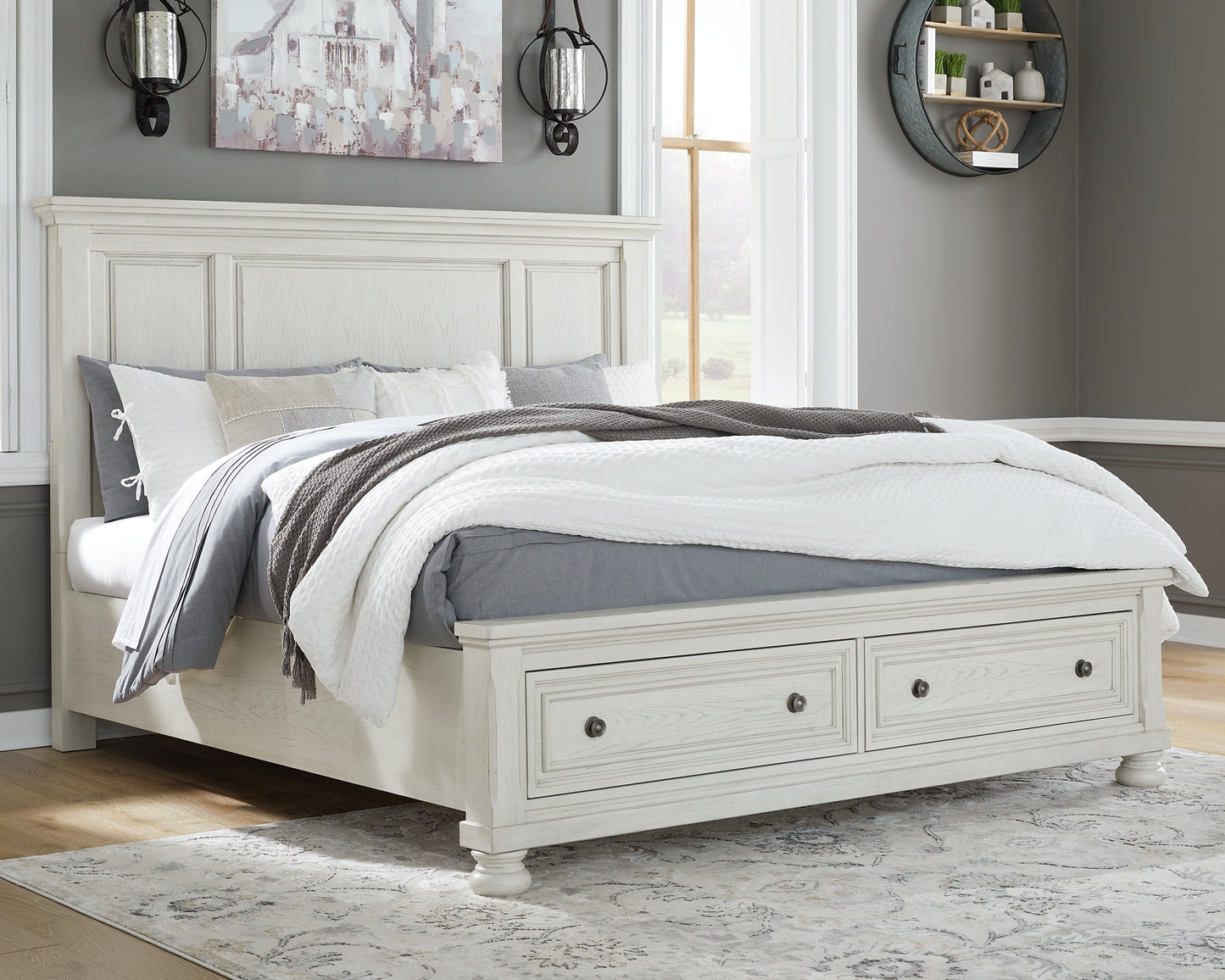 Robbinsdale Queen Panel Storage Bed, Dresser and Mirror