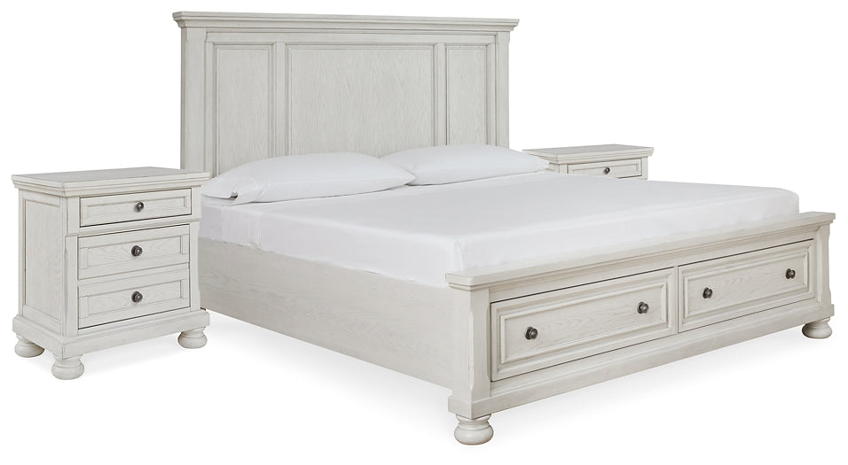 Robbinsdale King Storage Bed and 2 Nightstands