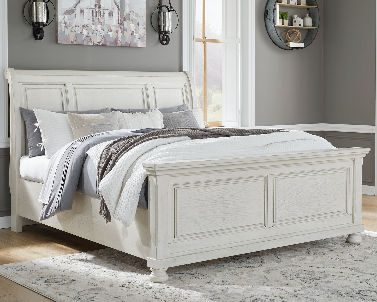 Robbinsdale King Sleigh Bed, Dresser and Mirror