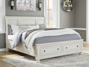Robbinsdale King Sleigh Storage Bed — Antiqued White Signature Design by Ashley® Bedroom