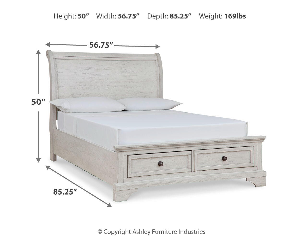 Robbinsdale Full Sleigh Storage Bed, Dresser and Mirror
