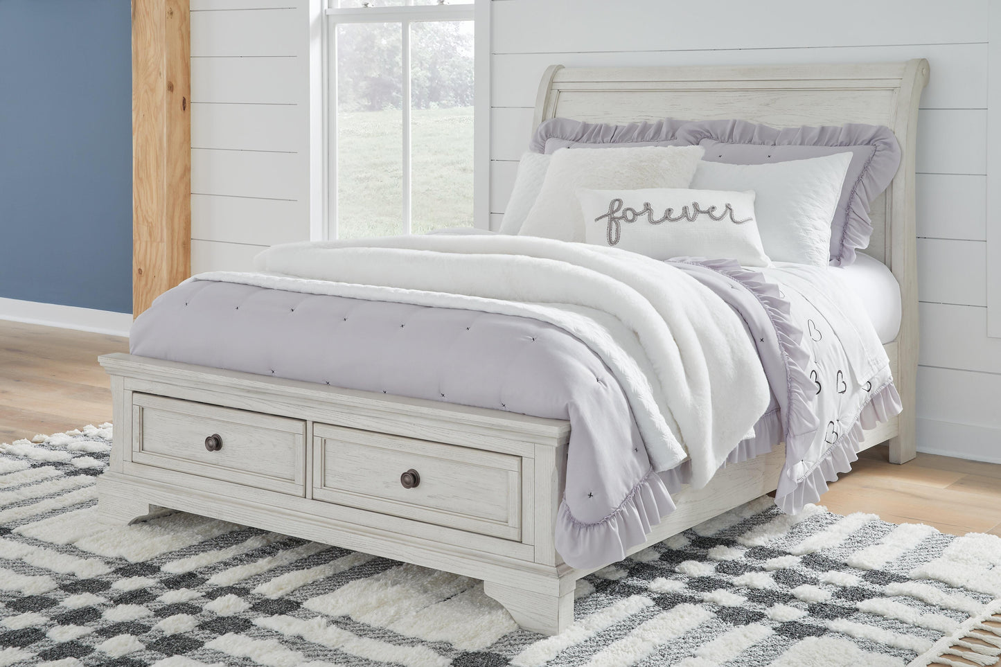 Robbinsdale Full Sleigh Storage Bed, Dresser and Mirror