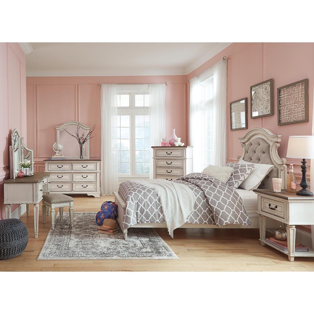 Realyn Chest of Drawers — Felt-Lined Top, Chipped White Signature Design by Ashley® Bedroom