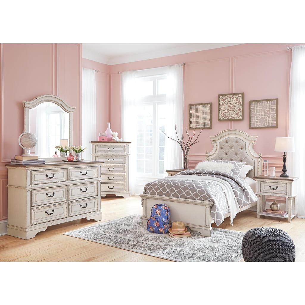 Realyn Chest of Drawers — Felt-Lined Top, Chipped White Signature Design by Ashley® Bedroom