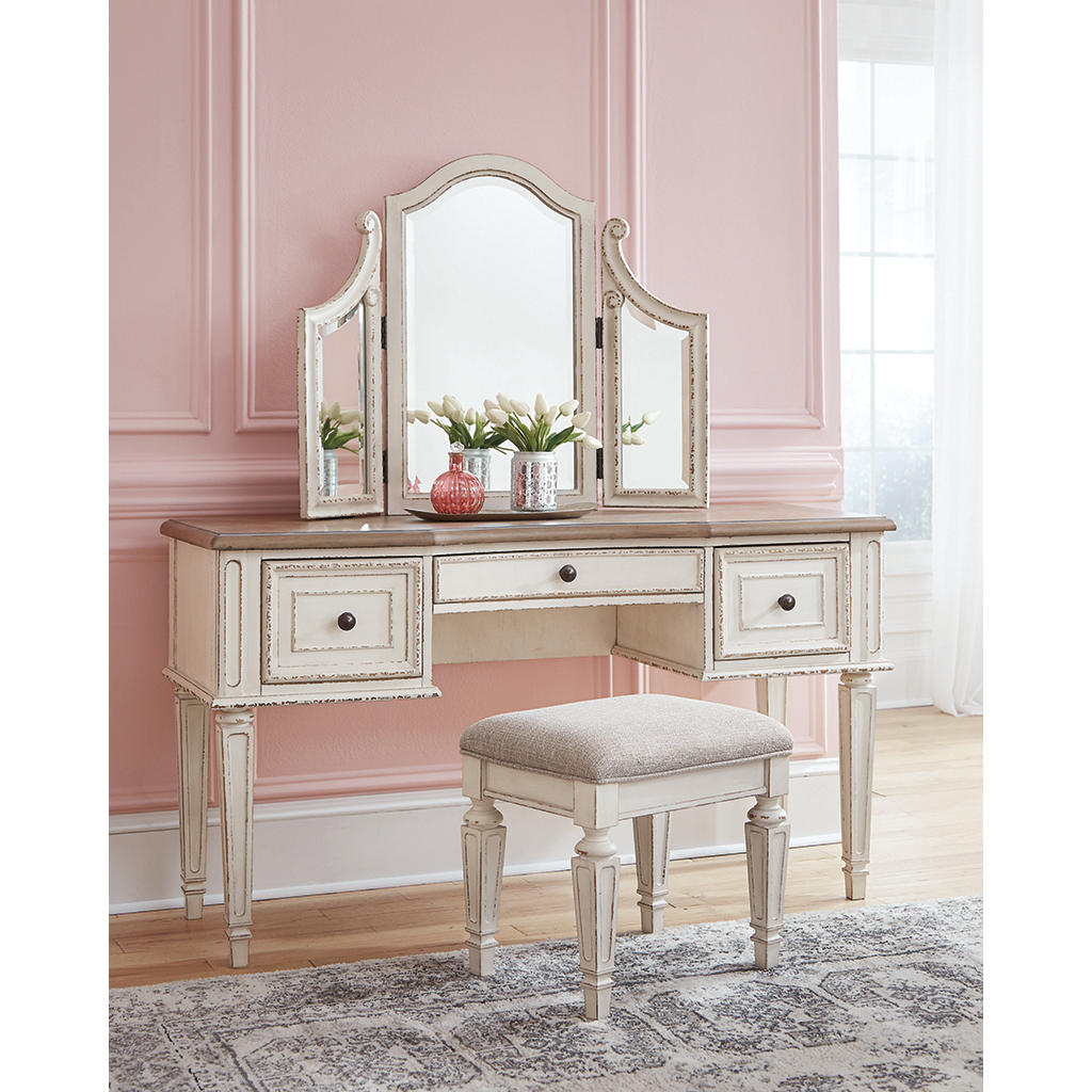 Realyn Vanity and Mirror with Stool Signature Design by Ashley® Vanities