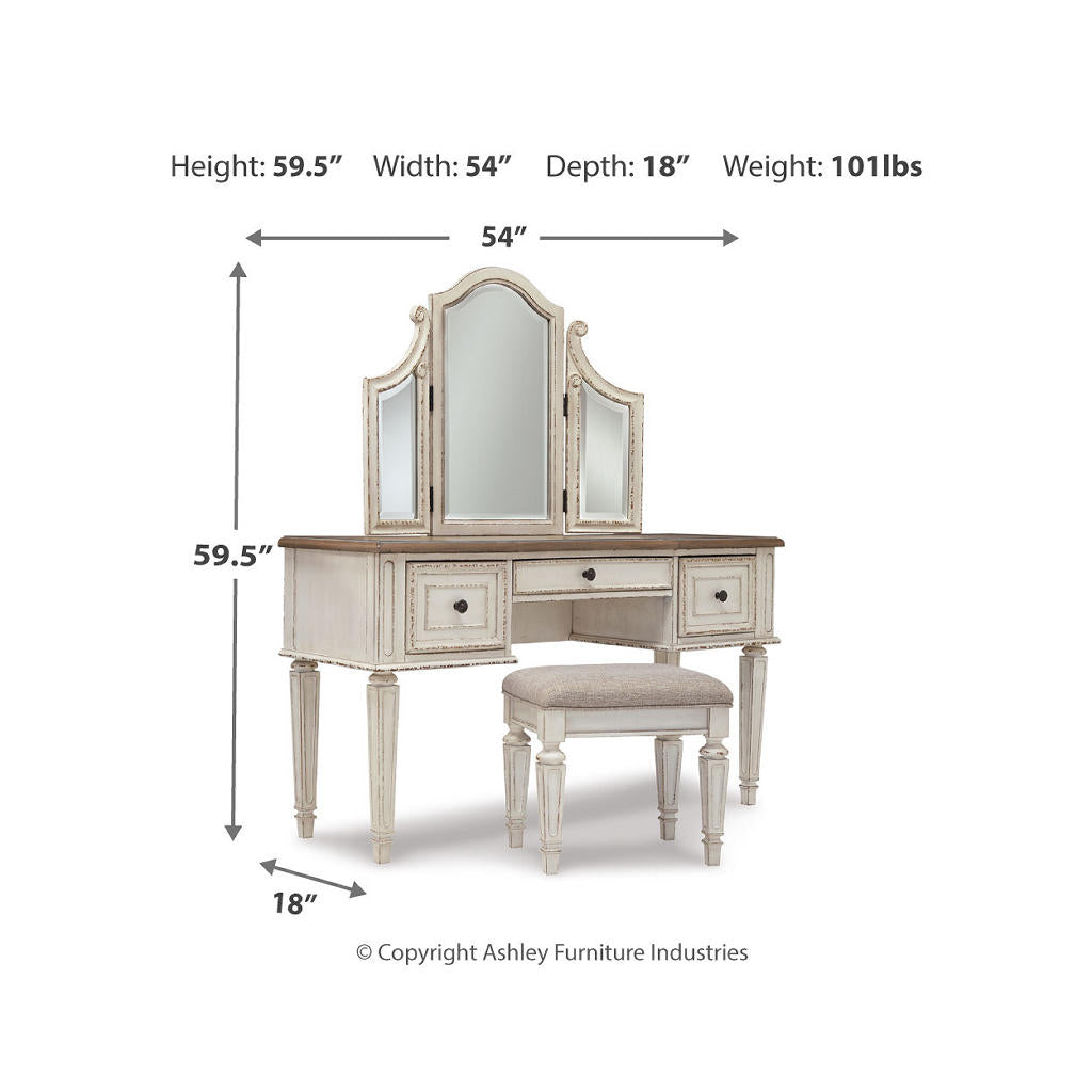 Realyn Vanity and Mirror with Stool Signature Design by Ashley® Vanities