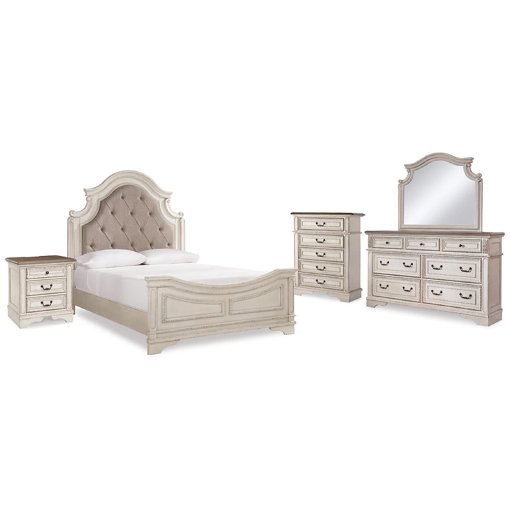 Realyn Queen Upholstered Panel Bed, Dresser, Mirror, Chest and Nightstand Signature Design by Ashley® Uncategorized