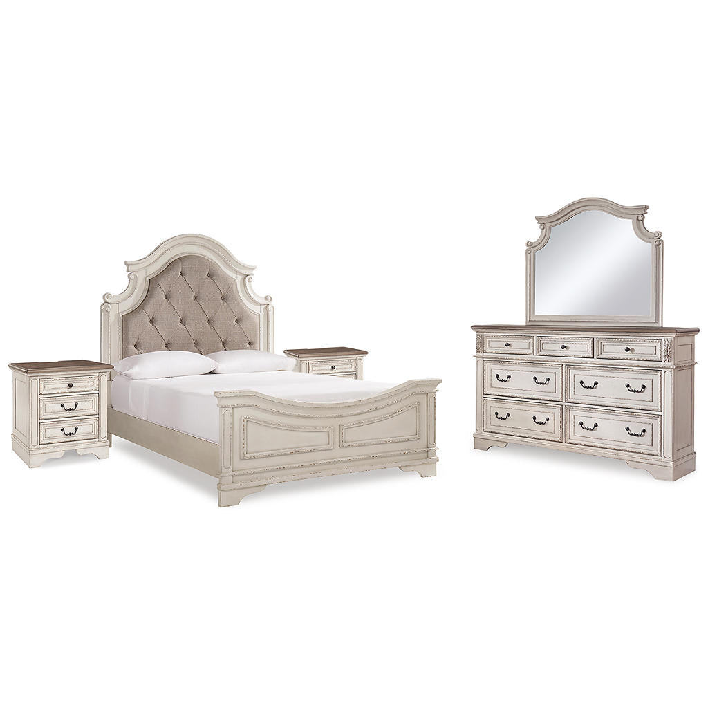 Realyn Queen Upholstered Panel Bed, Dresser, Mirror and 2 Nightstands (B56) Signature Design by Ashley® Uncategorized