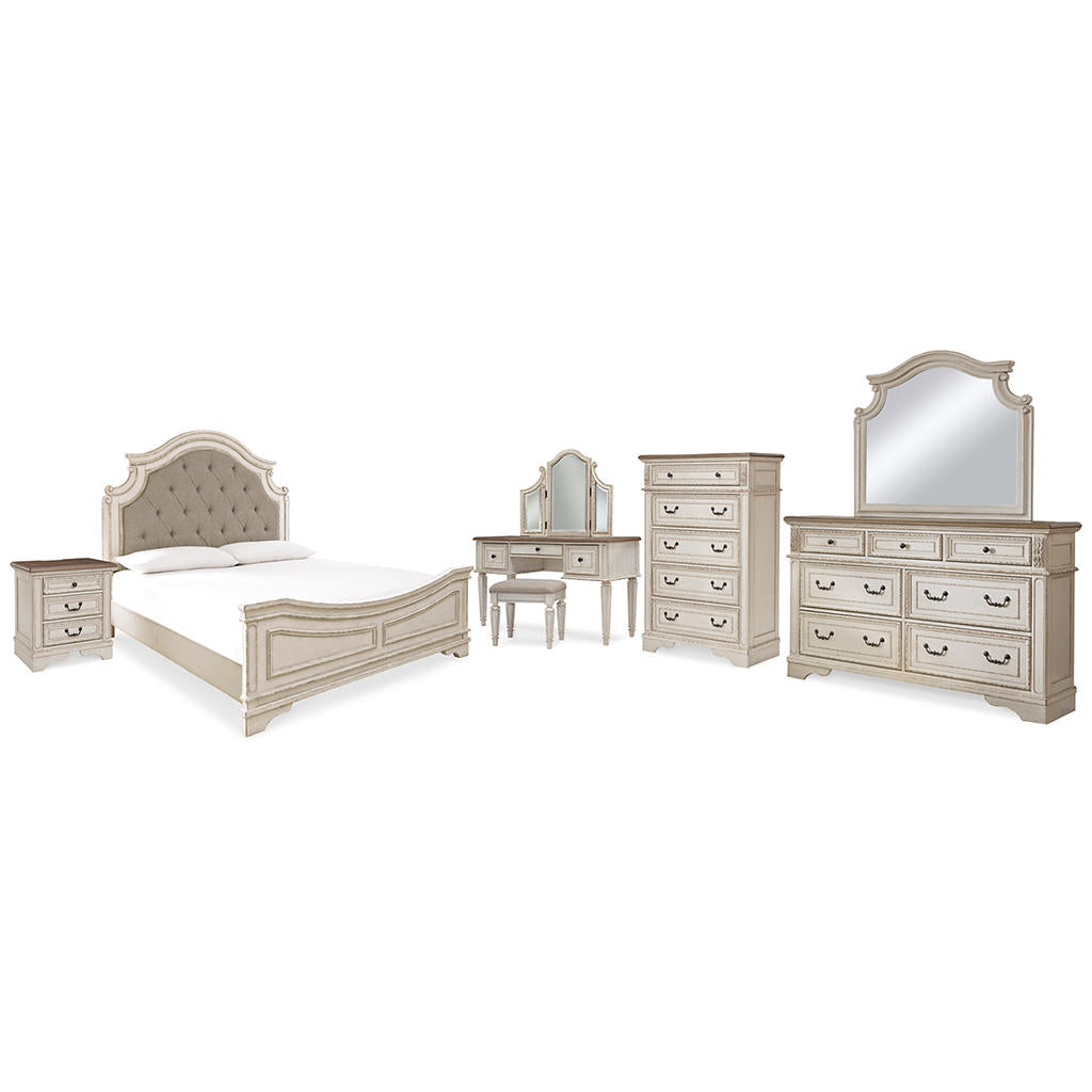 Realyn King Panel Bed, Dresser, Mirror, Chest, Vanity and Nightstand Signature Design by Ashley® Uncategorized