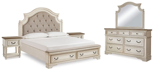 Realyn King Panel Bed, Dresser, Mirror and 2 Nightstands