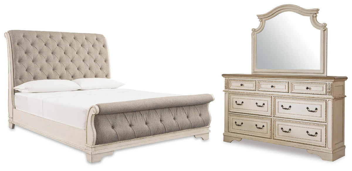 Realyn Queen Upholstered Sleigh Bed, Dresser and Mirror Signature Design by Ashley® Bedroom