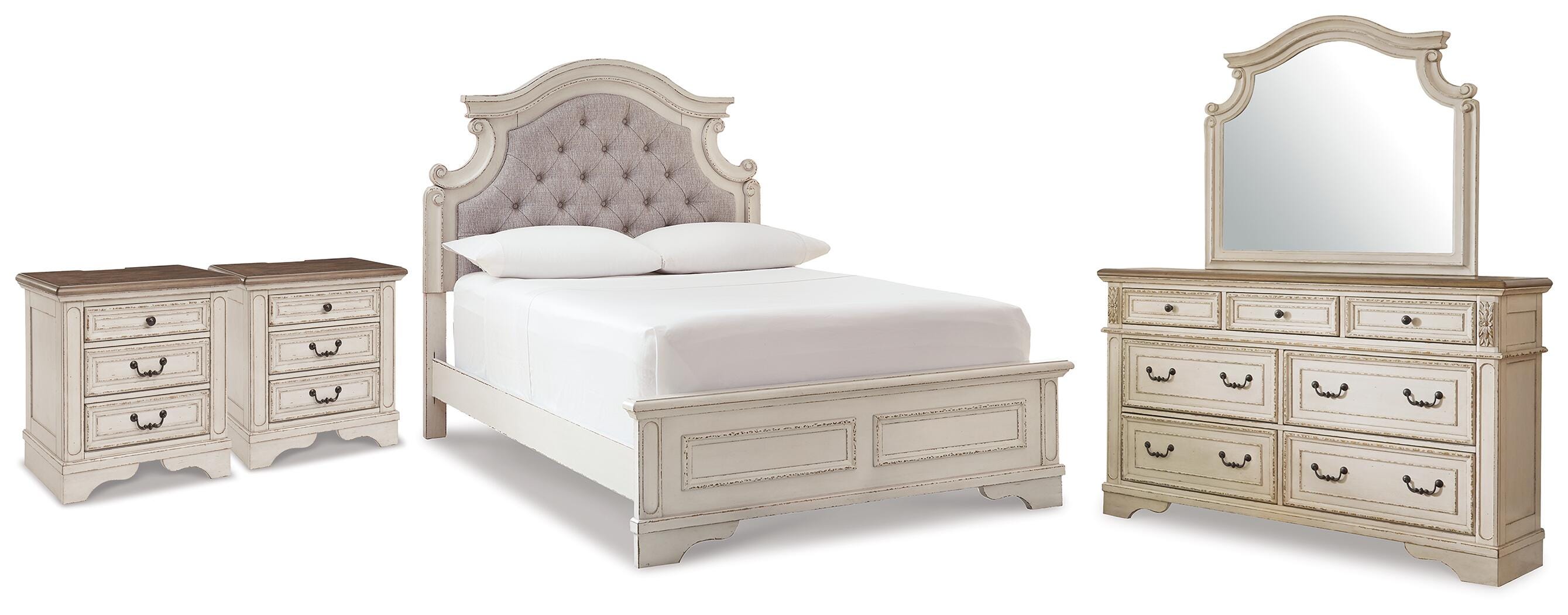 Realyn Full Upholstered Bed 5-Piece Set — Mirror, 2 Nightstands Signature Design by Ashley® Bedroom