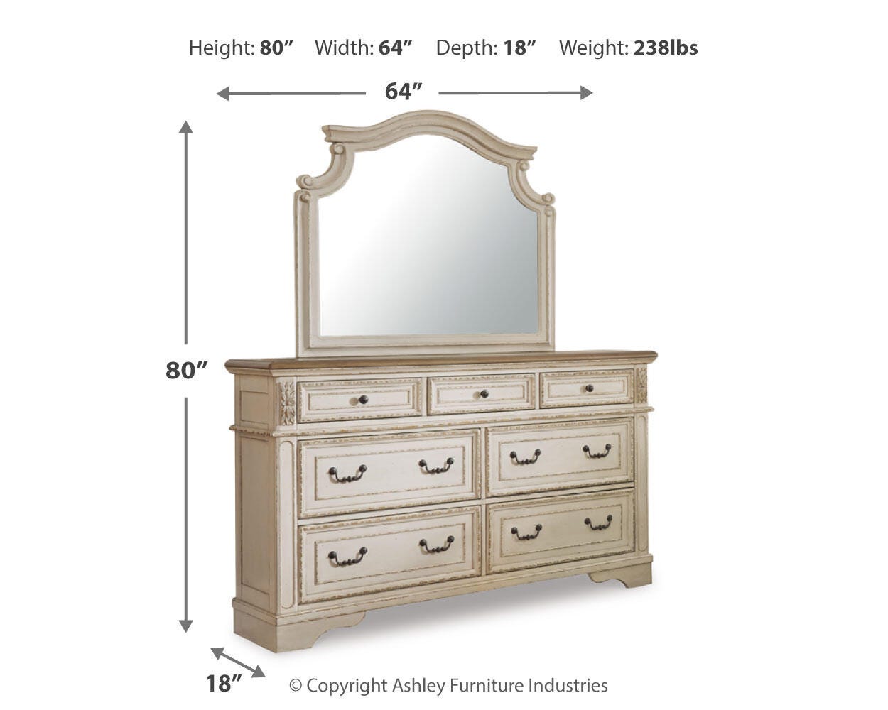 Realyn King Storage Bed, Dresser, Mirror, Chest, Vanity with Stool and 2 Nightstands