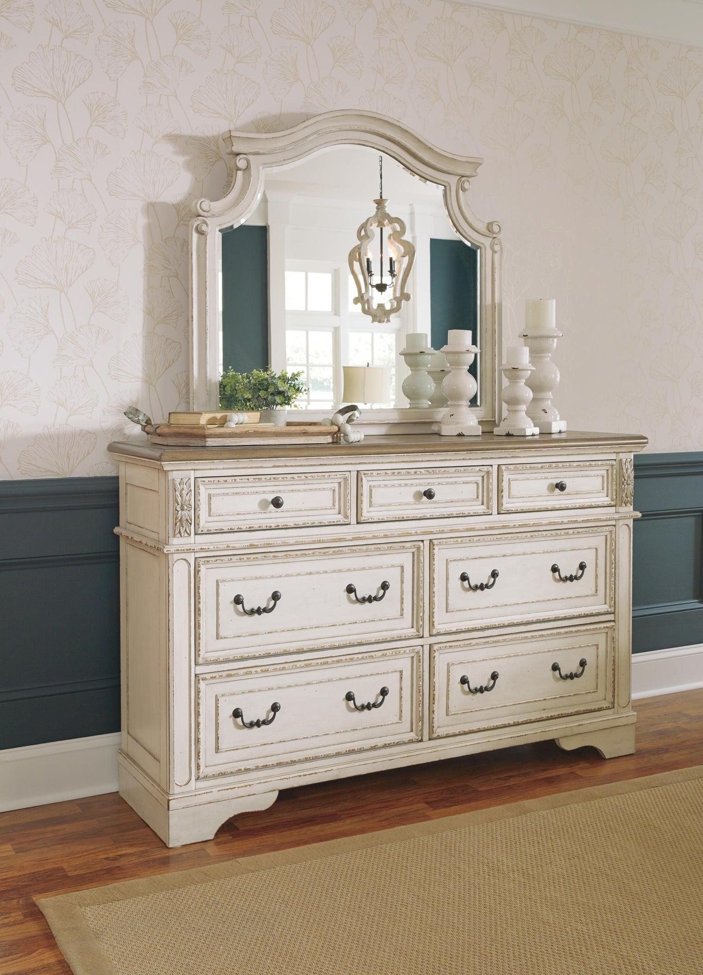 Realyn Twin Day Bed with Storage, Dresser, Mirror and Nightstand