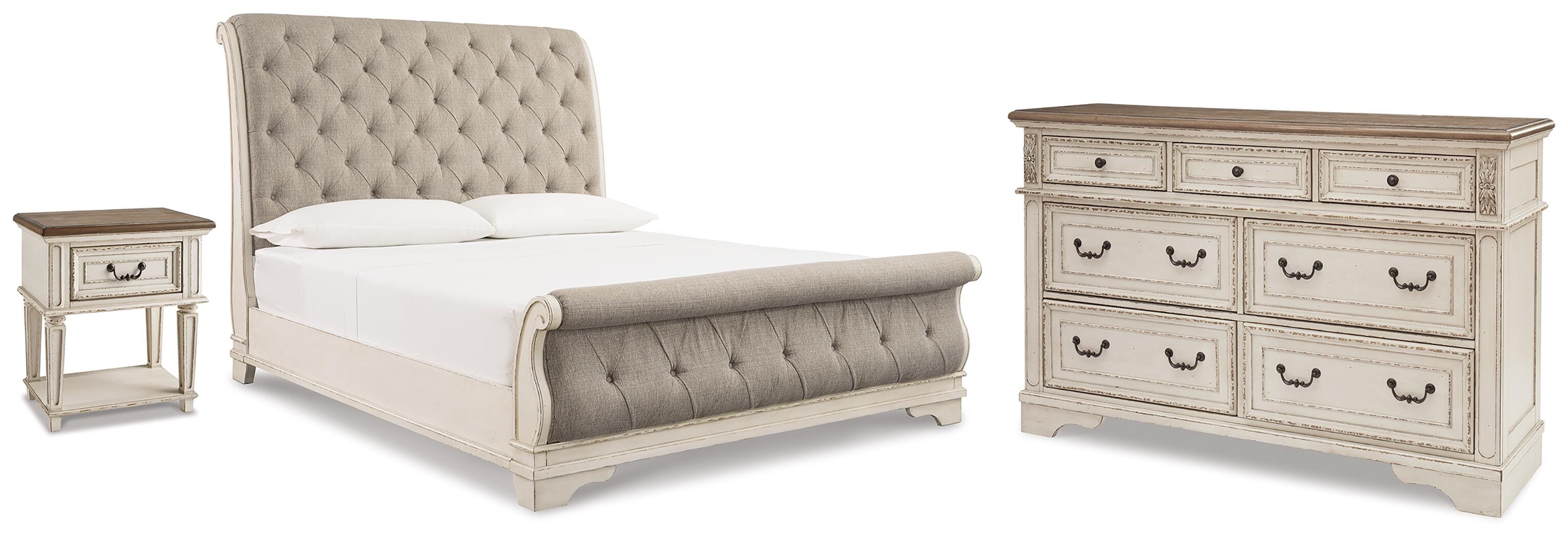 Realyn King Upholstered Sleigh Bed, Dresser and Nightstand Signature Design by Ashley® Bedroom
