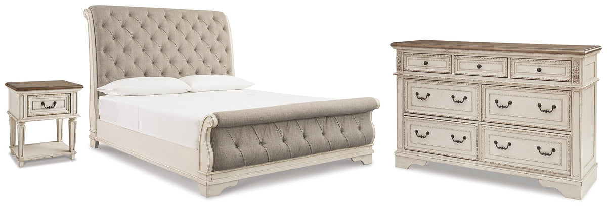 Realyn King Upholstered Sleigh Bed, Dresser and Nightstand Signature Design by Ashley® Bedroom