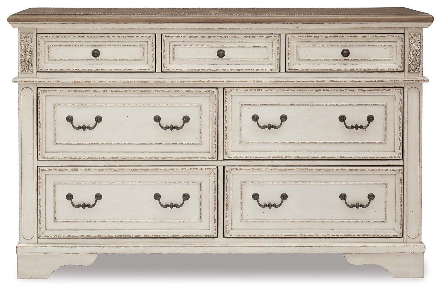 Realyn Queen Upholstered Storage Bed, Dresser and Nightstand