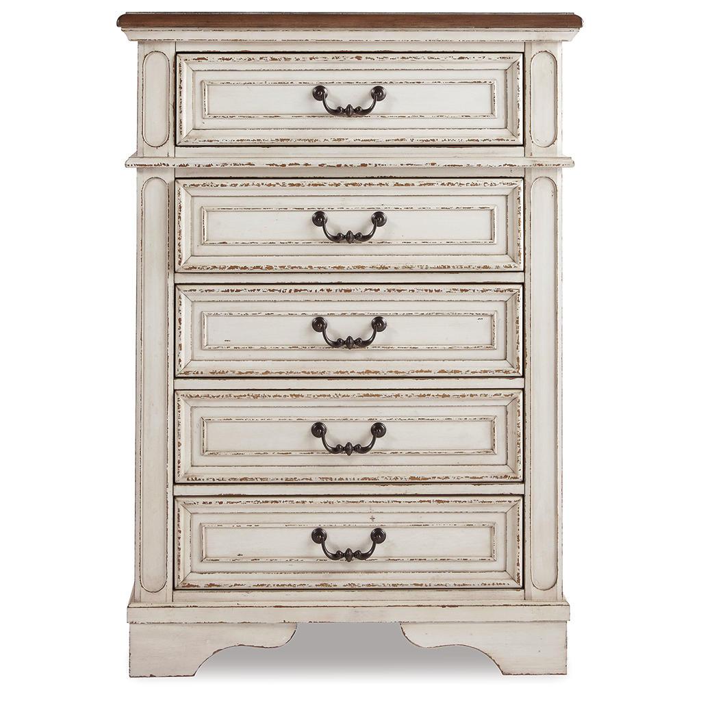 Realyn Chest of Drawers — Felt-Lined Top, Chipped White Signature Design by Ashley® Bedroom
