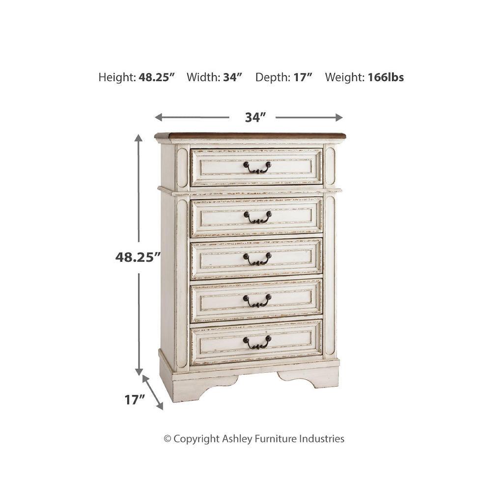 Realyn Chest of Drawers — Felt-Lined Top, Chipped White Signature Design by Ashley® Bedroom