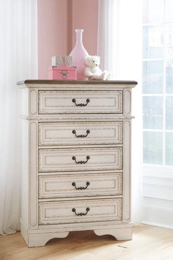 Realyn Chest of Drawers — Felt-Lined Top, Chipped White Signature Design by Ashley® Bedroom