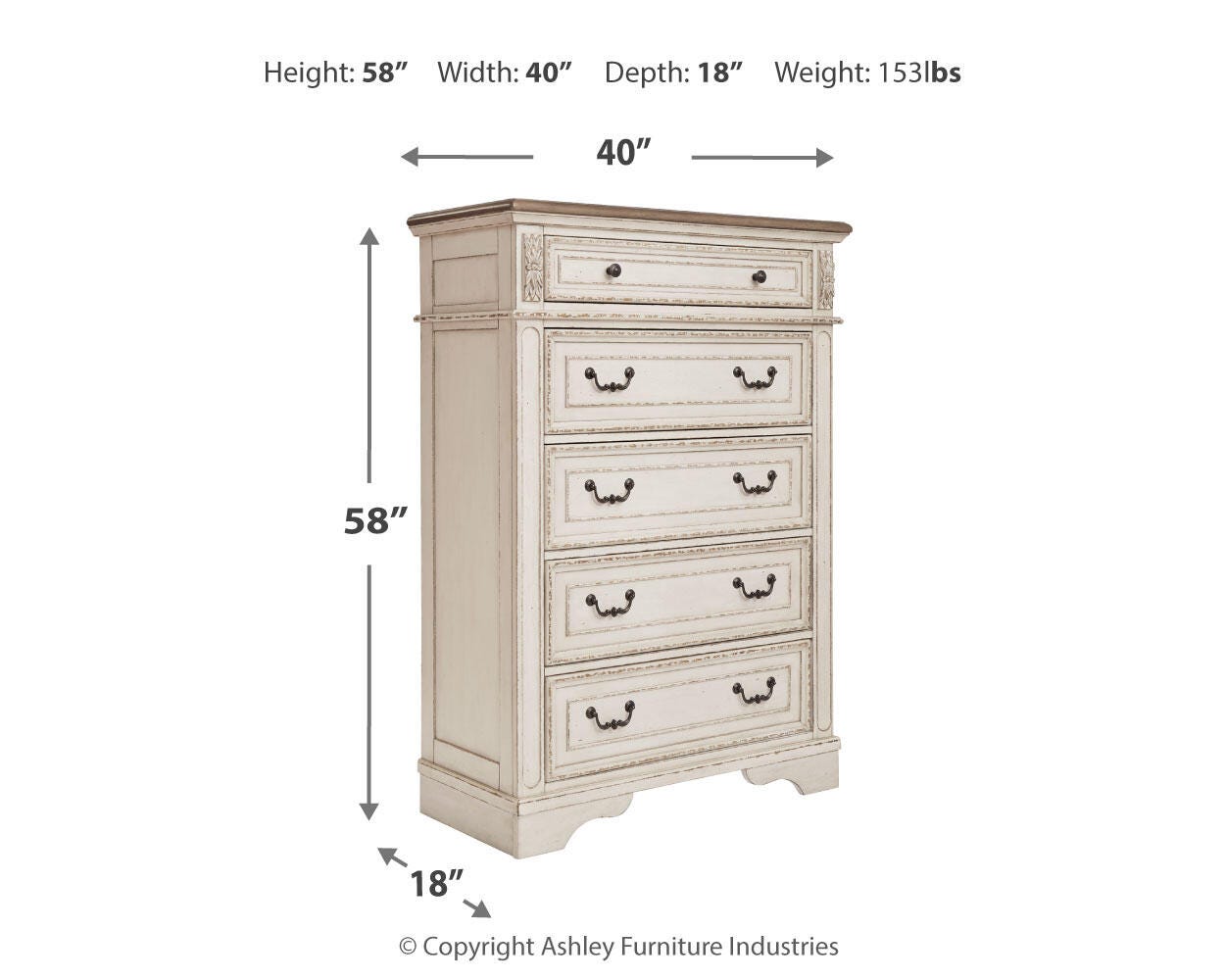Realyn Twin Panel Bed, Chest and Nightstand