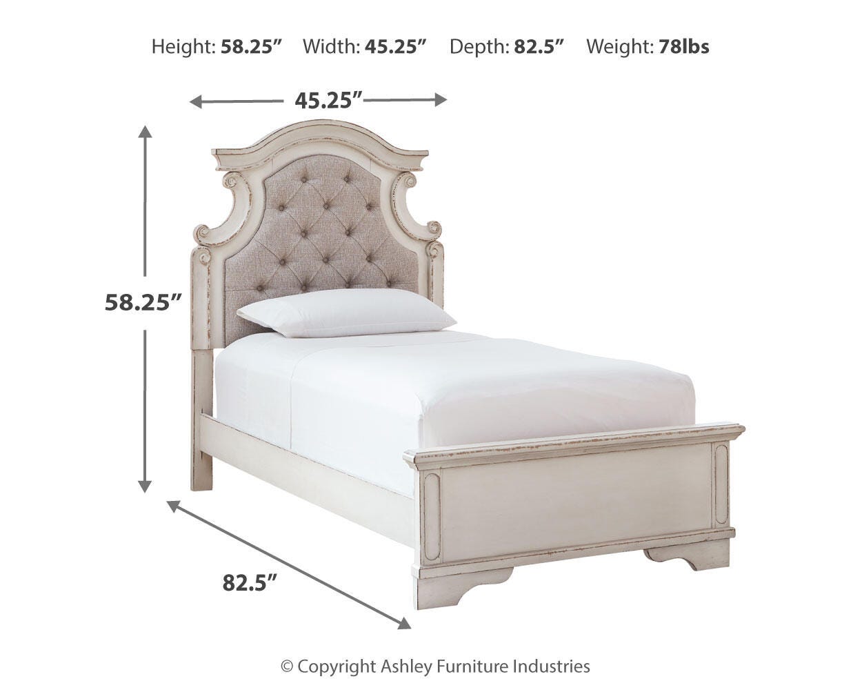 Realyn Twin Panel Bed, Chest and Nightstand