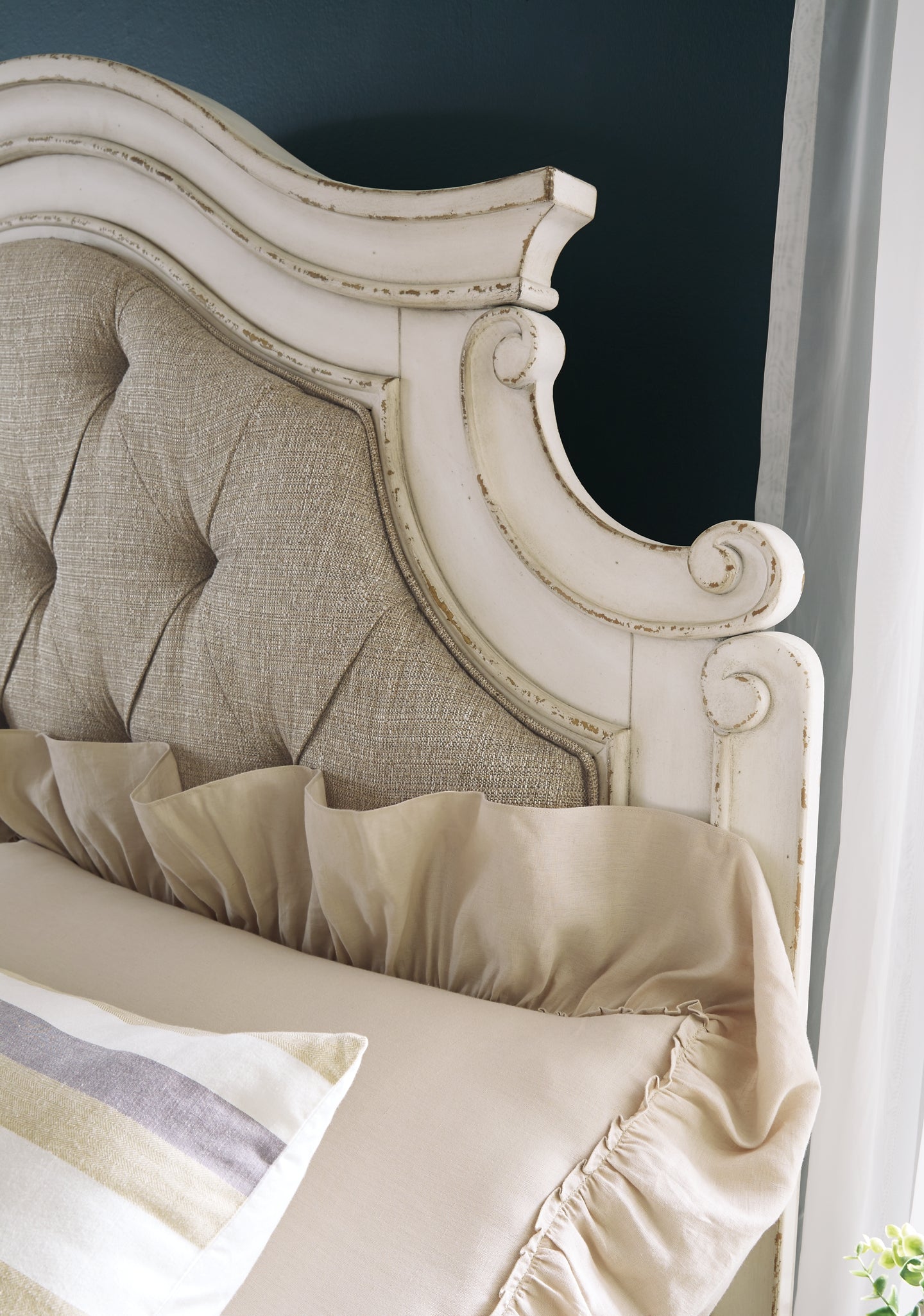 Realyn Queen Upholstered Panel Bed and Chest