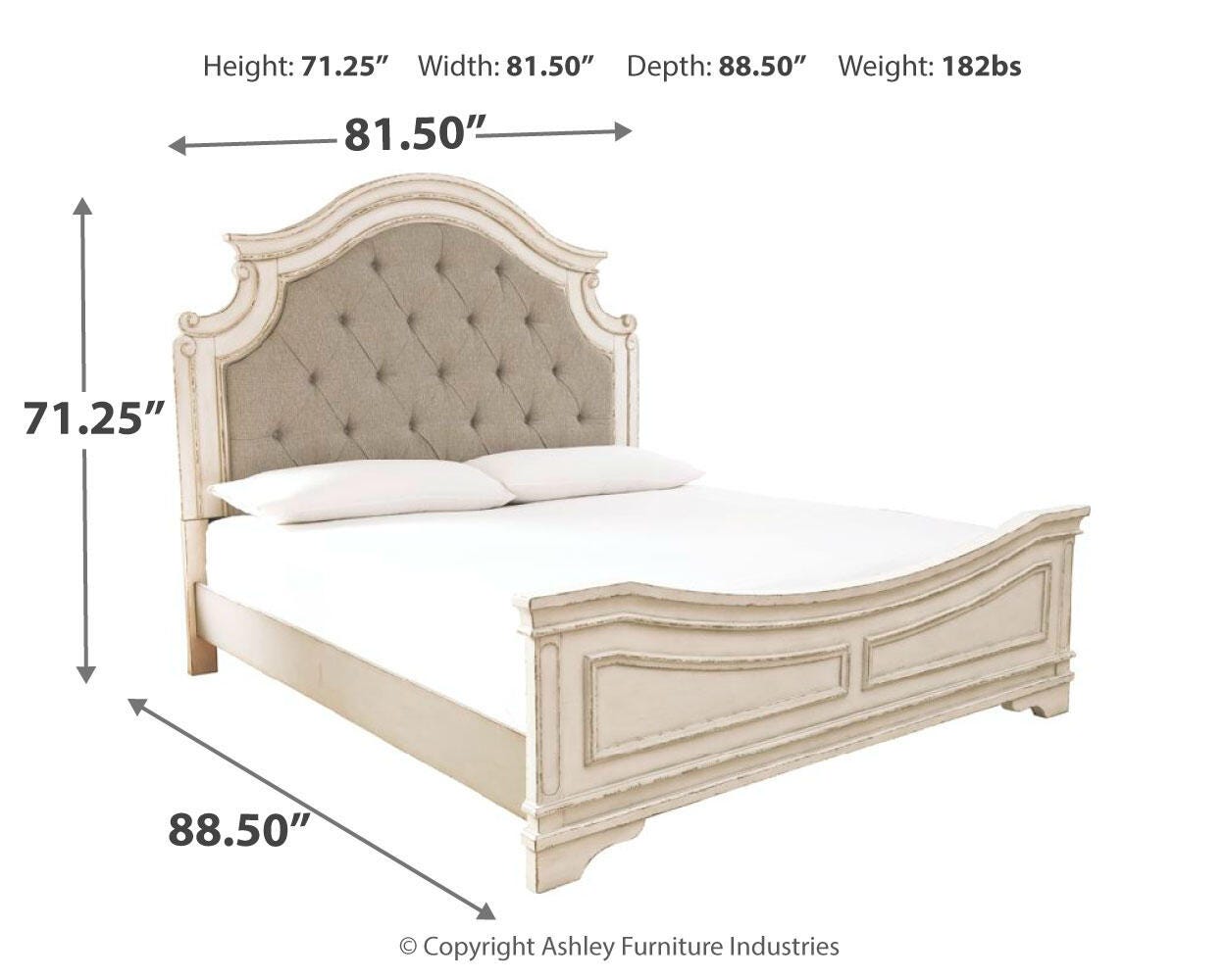 Realyn King Upholstered Panel Bed, Chest and 2 Nightstands