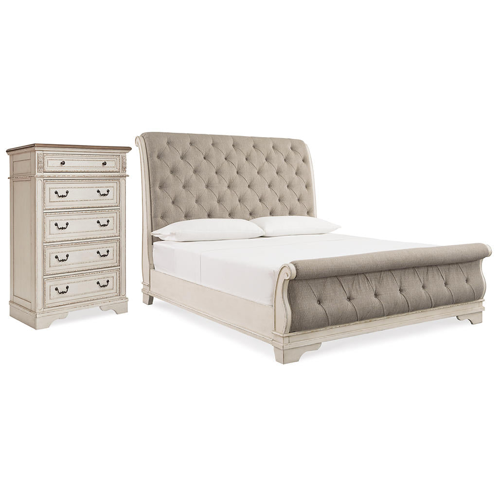 Realyn Queen Upholstered Sleigh Bed and Chest Signature Design by Ashley® Uncategorized