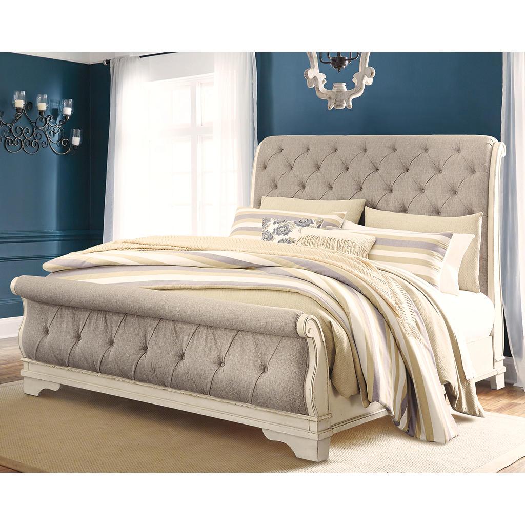 Realyn California King Sleigh Bed — Chipped White Signature Design by Ashley® Bedroom