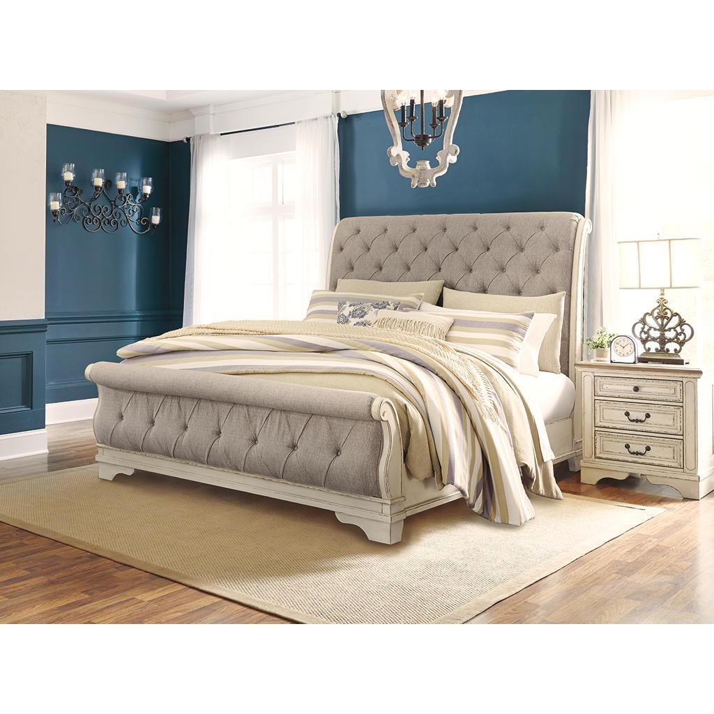 Realyn California King Sleigh Bed — Chipped White Signature Design by Ashley® Bedroom