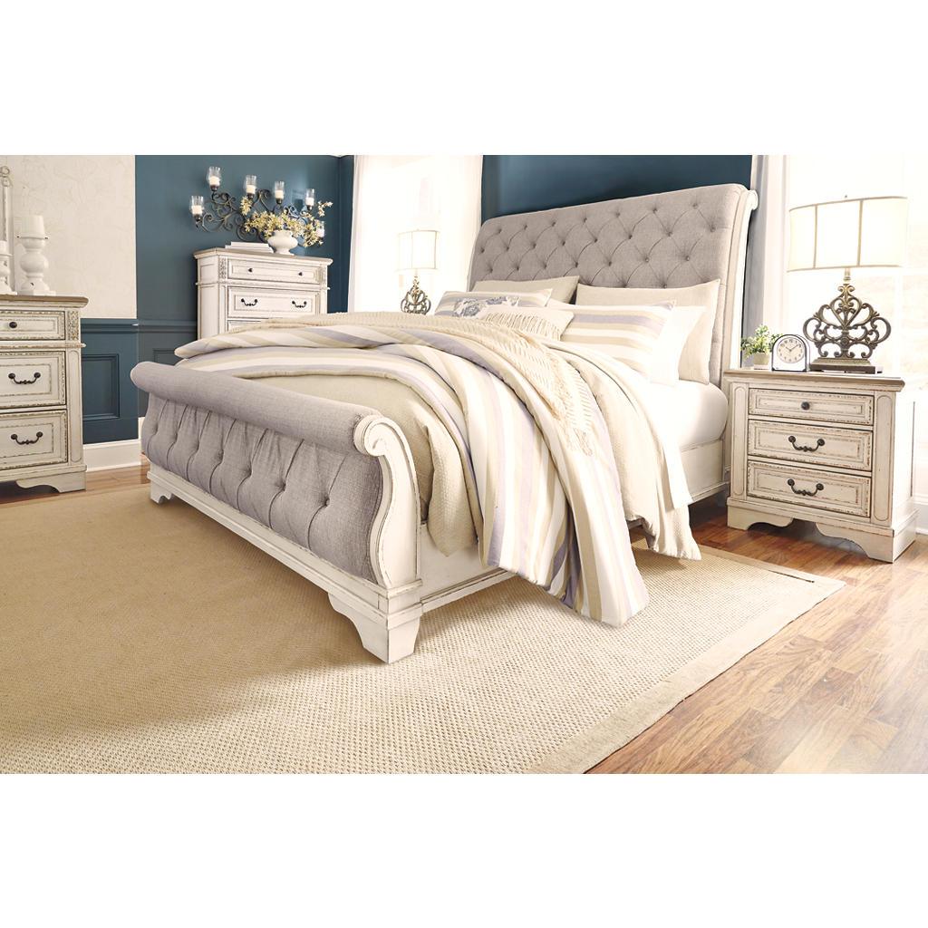 Realyn California King Sleigh Bed — Chipped White Signature Design by Ashley® Bedroom