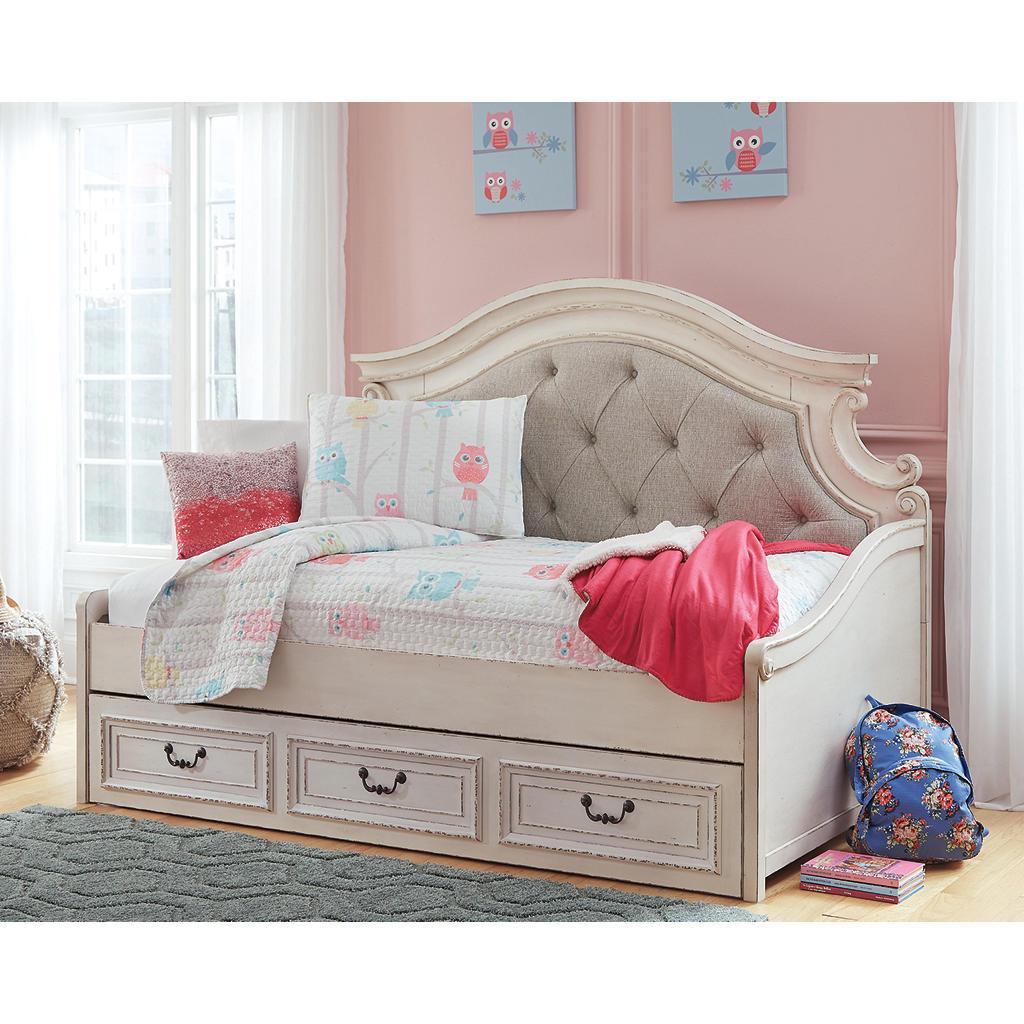 Realyn Twin Daybed with Storage — Chipped White Cottage Charm Signature Design by Ashley® Storage