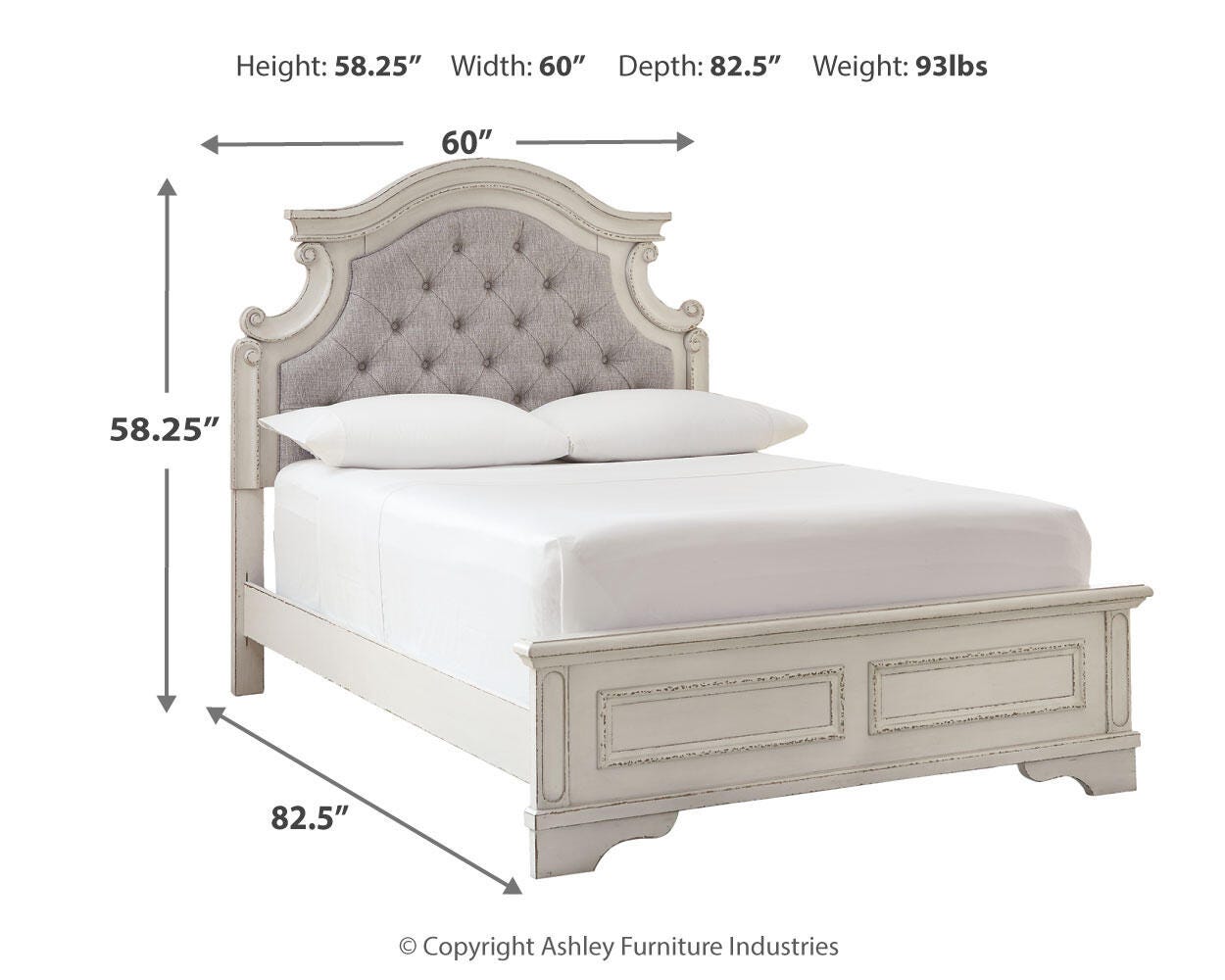 Realyn Full Upholstered Panel Bed, Chest and Nightstand