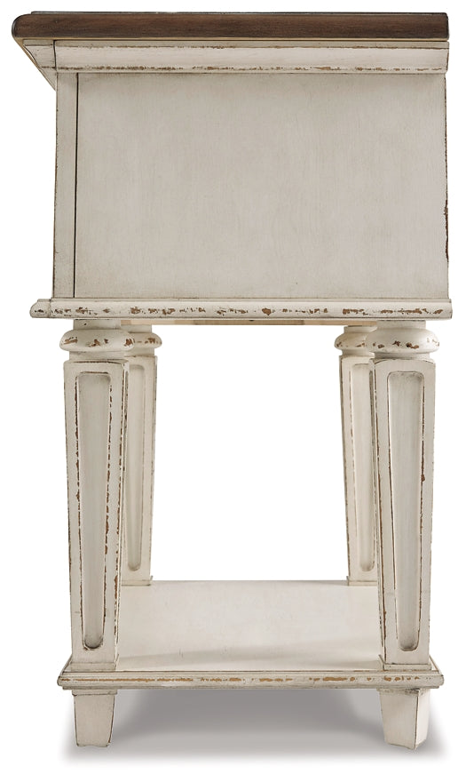 Realyn Twin Upholstered Panel Bed and Nightstand