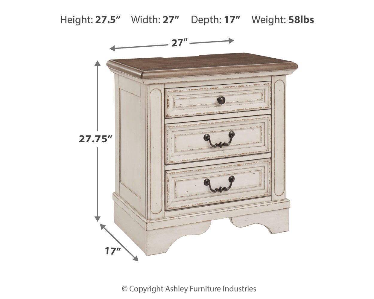 Realyn Queen Upholstered Storage Bed, Dresser and Nightstand